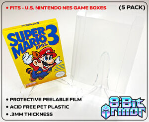 5 Box Protectors for Nintendo NES Video Game Boxes Clear Display Cases